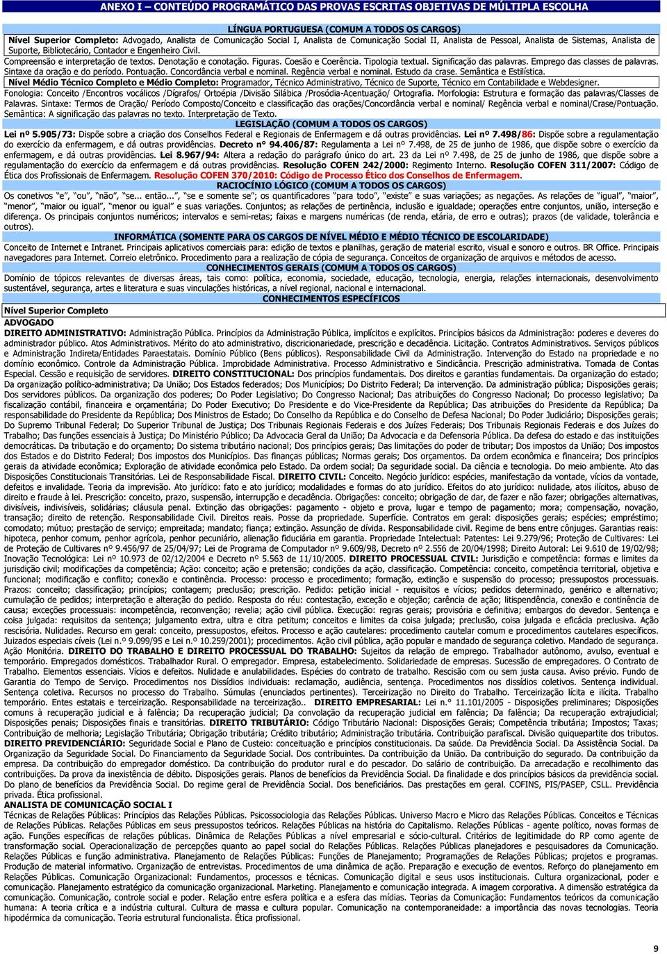 Denotação e conotação. Figuras. Coesão e Coerência. Tipologia textual. Significação das palavras. Emprego das classes de palavras. Sintaxe da oração e do período. Pontuação.