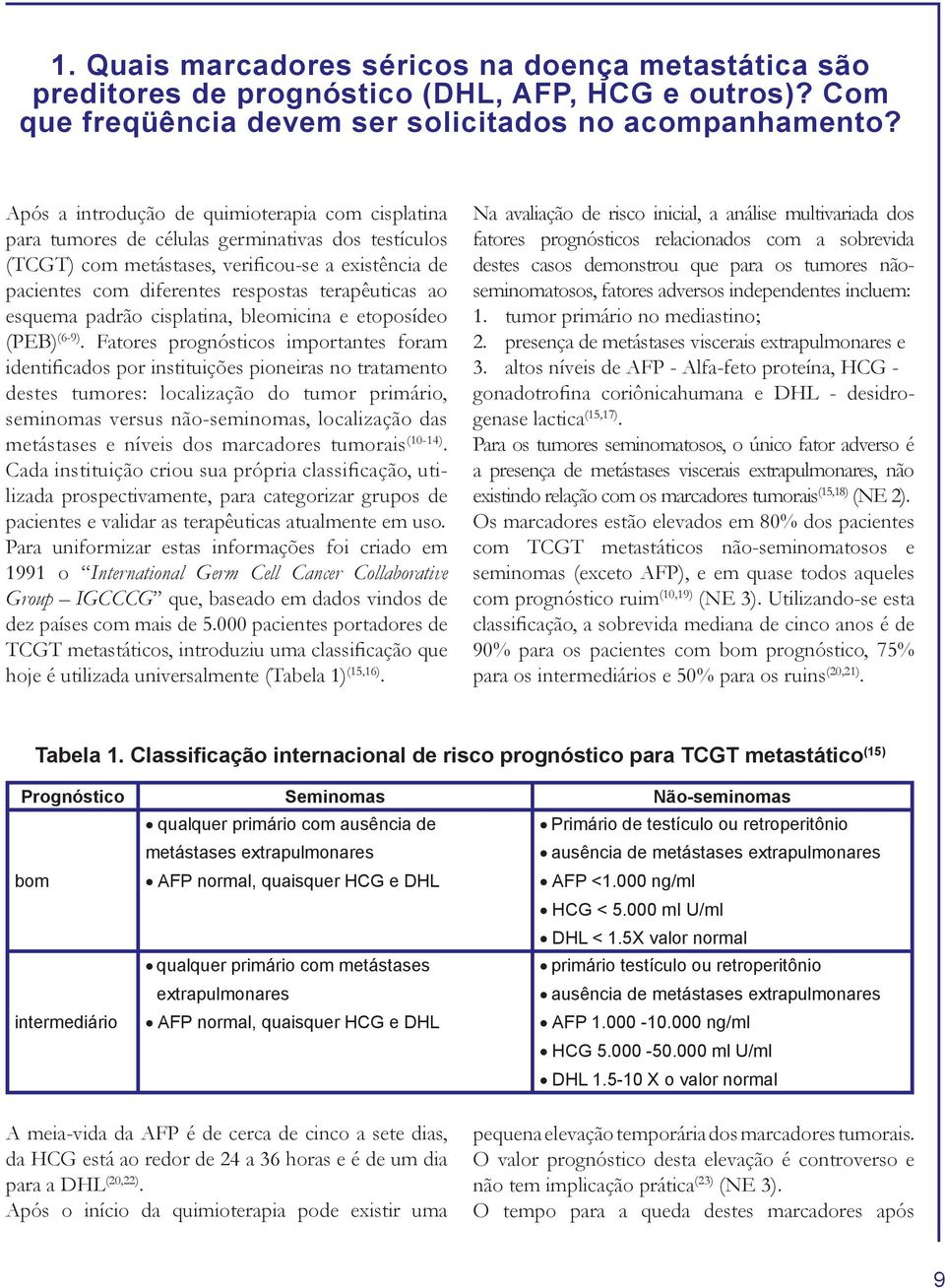 terapêuticas ao esquema padrão cisplatina, bleomicina e etoposídeo (PEB) (6-9).