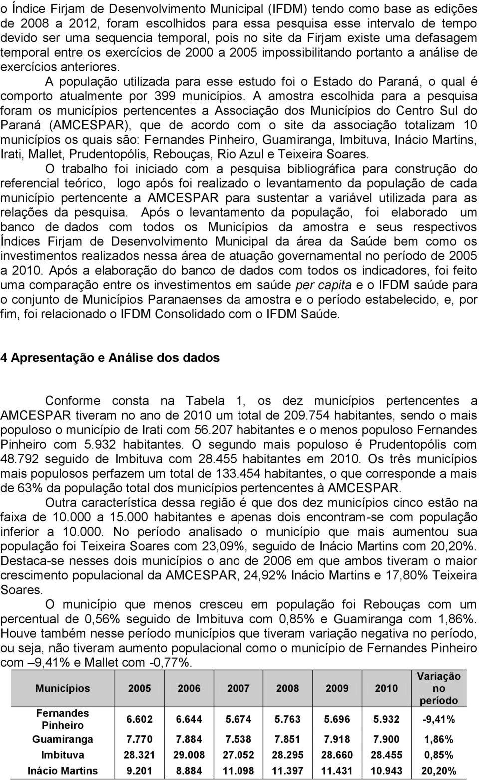 A população utilizada para esse estudo foi o Estado do Paraná, o qual é comporto atualmente por 399 municípios.