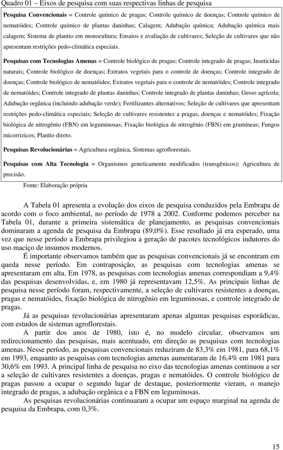 restrições pedo-climática especiais.