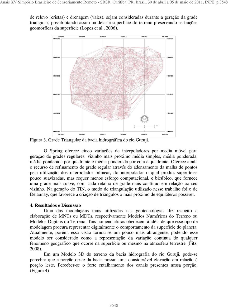 superfície (Lopes et al., 2006). Figura 3. Grade Triangular da bacia hidrográfica do rio Guruji.