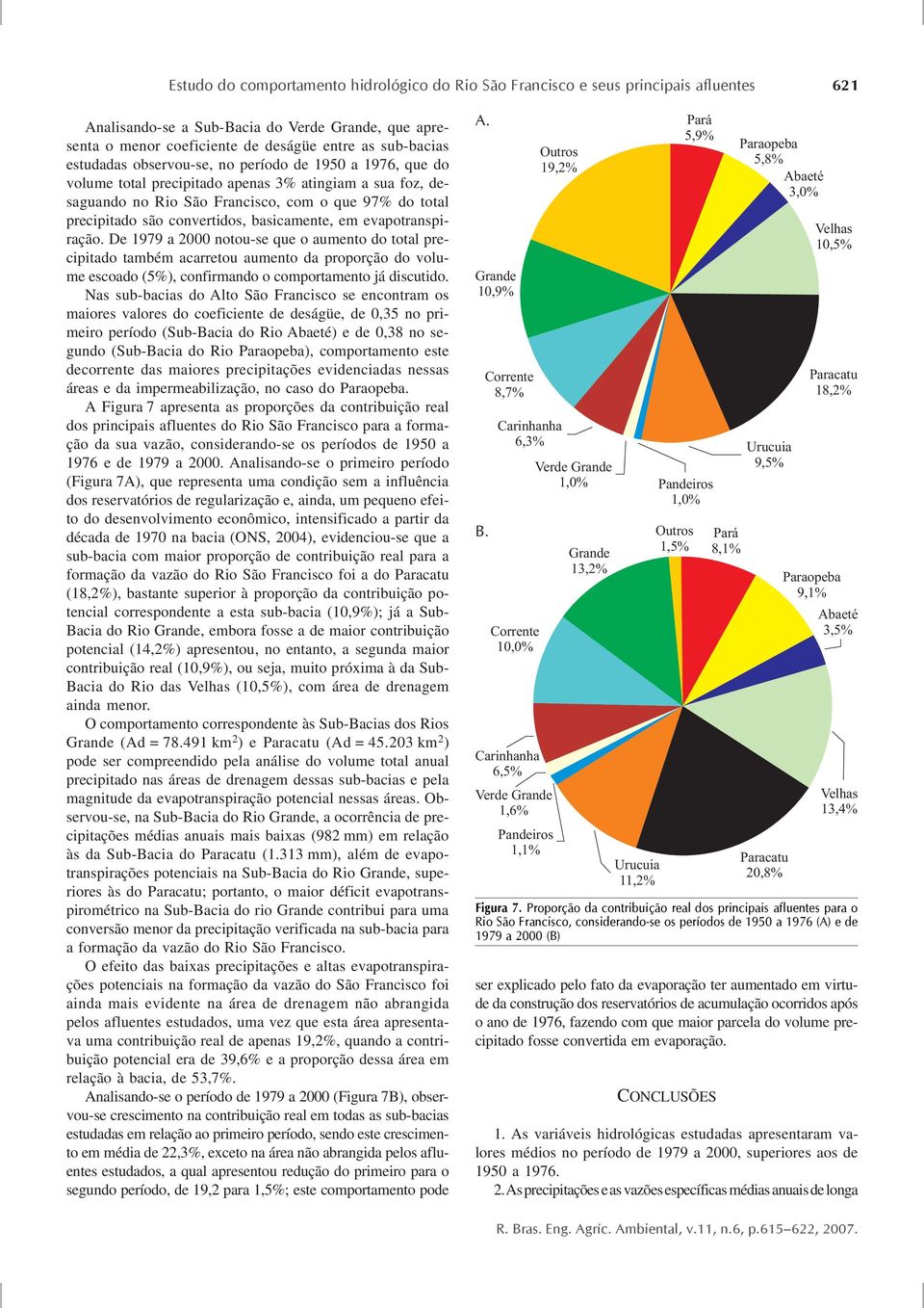 em evapotranspiração. De 1979 a 2000 notou-se que o aumento do total precipitado também acarretou aumento da proporção do volume escoado (5%), confirmando o comportamento já discutido.