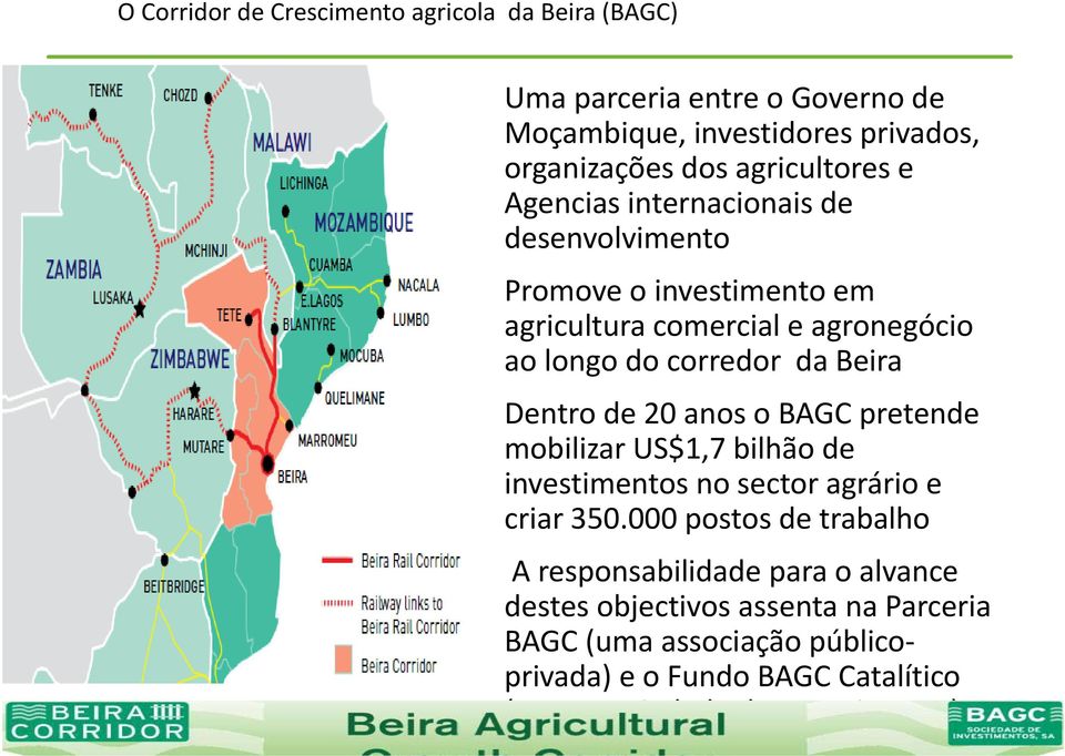 Beira Dentro de 20 anos o BAGC pretende mobilizar US$1,7 bilhão de investimentos no sector agrário e criar 350.
