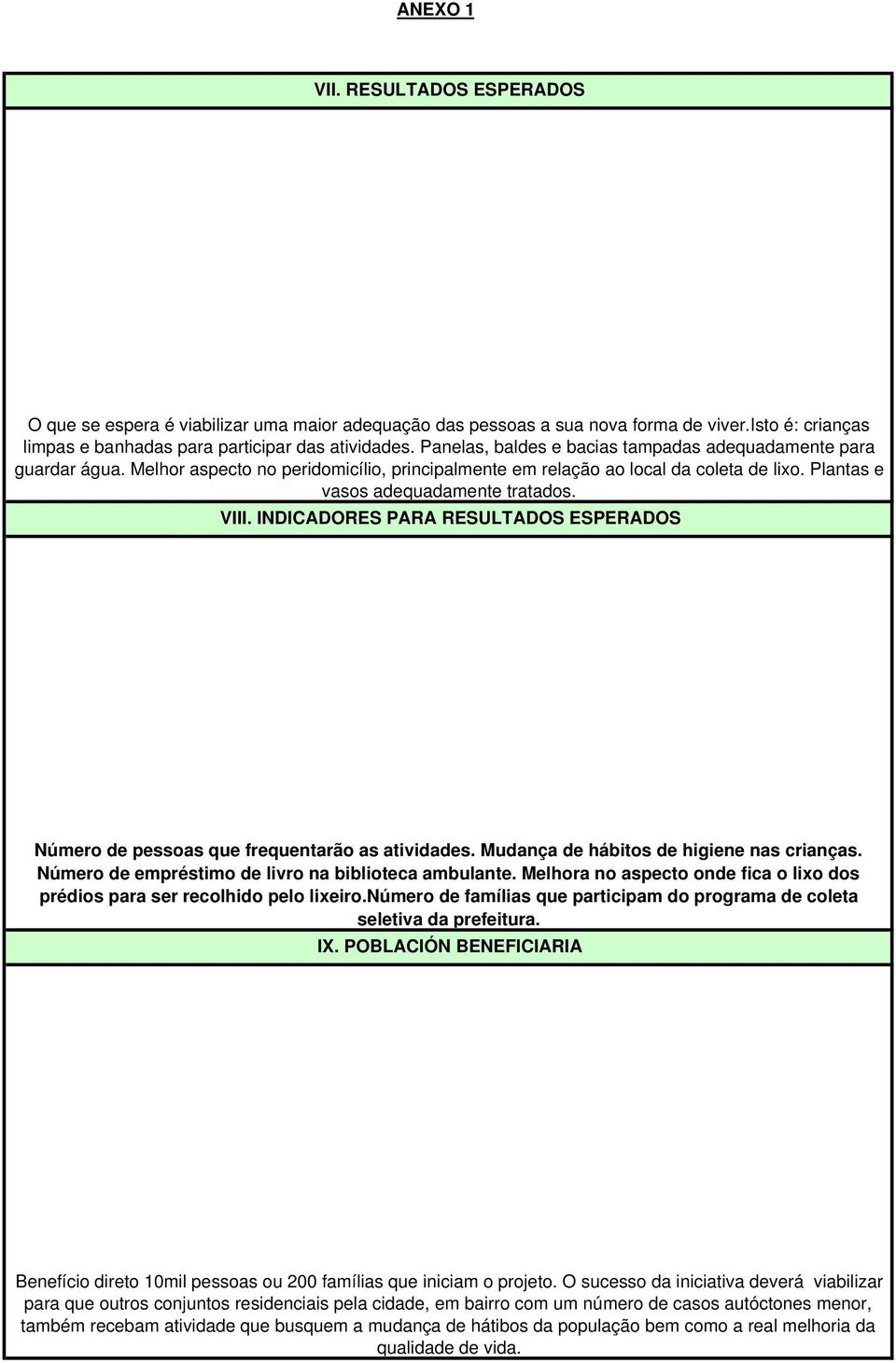 INDICADORES PARA RESULTADOS ESPERADOS Número de pessoas que frequentarão as atividades. Mudança de hábitos de higiene nas crianças. Número de empréstimo de livro na biblioteca ambulante.