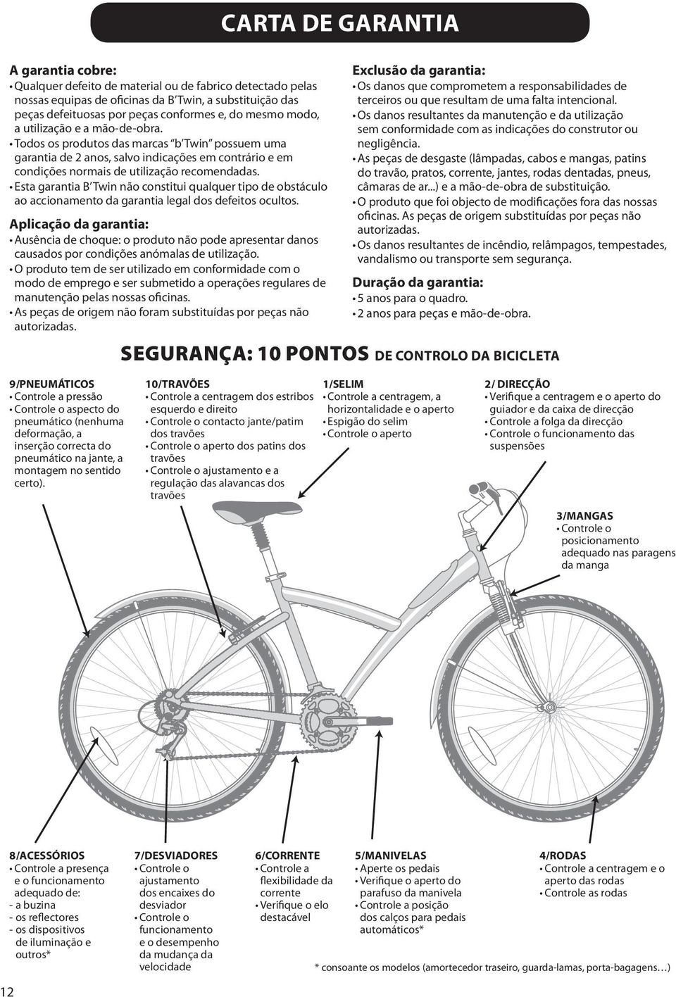 Esta garantia B Twin não constitui qualquer tipo de obstáculo ao accionamento da garantia legal dos defeitos ocultos.