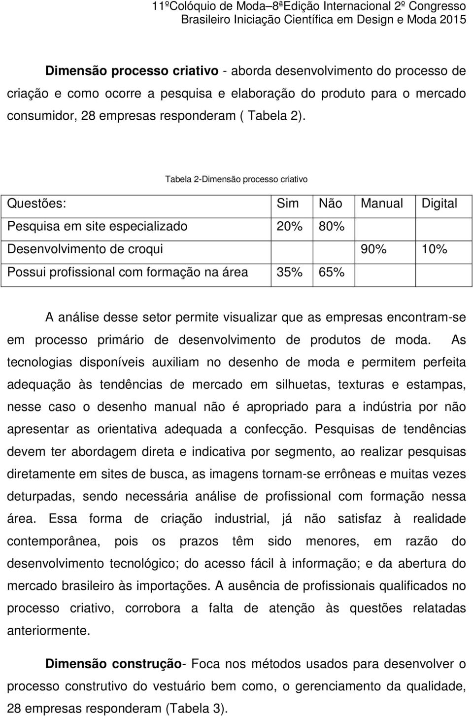 análise desse setor permite visualizar que as empresas encontram-se em processo primário de desenvolvimento de produtos de moda.