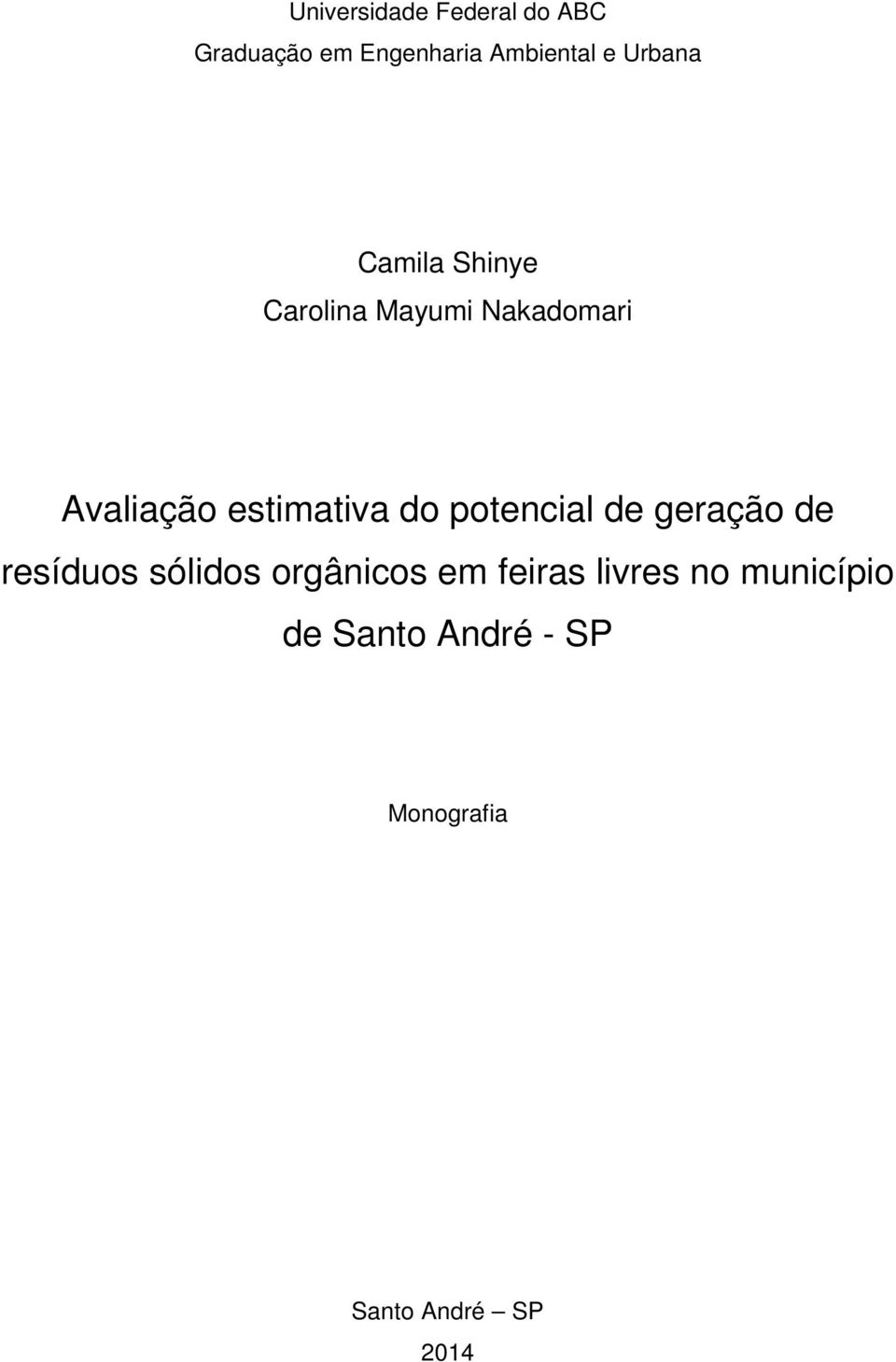 estimativa do potencial de geração de resíduos sólidos orgânicos