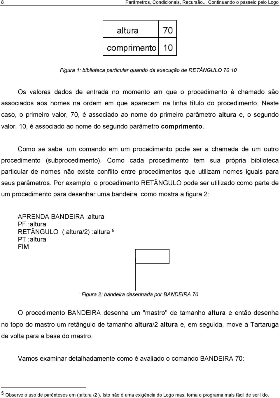 nomes na ordem em que aparecem na linha título do procedimento.