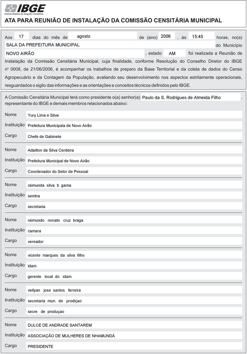 Base Territorial e da coleta de dados do Censo Agropecuário e da Contagem da População, avaliando seu desenvolvimento nos aspectos estritamente operacionais, resguardados o sigilo das informações e