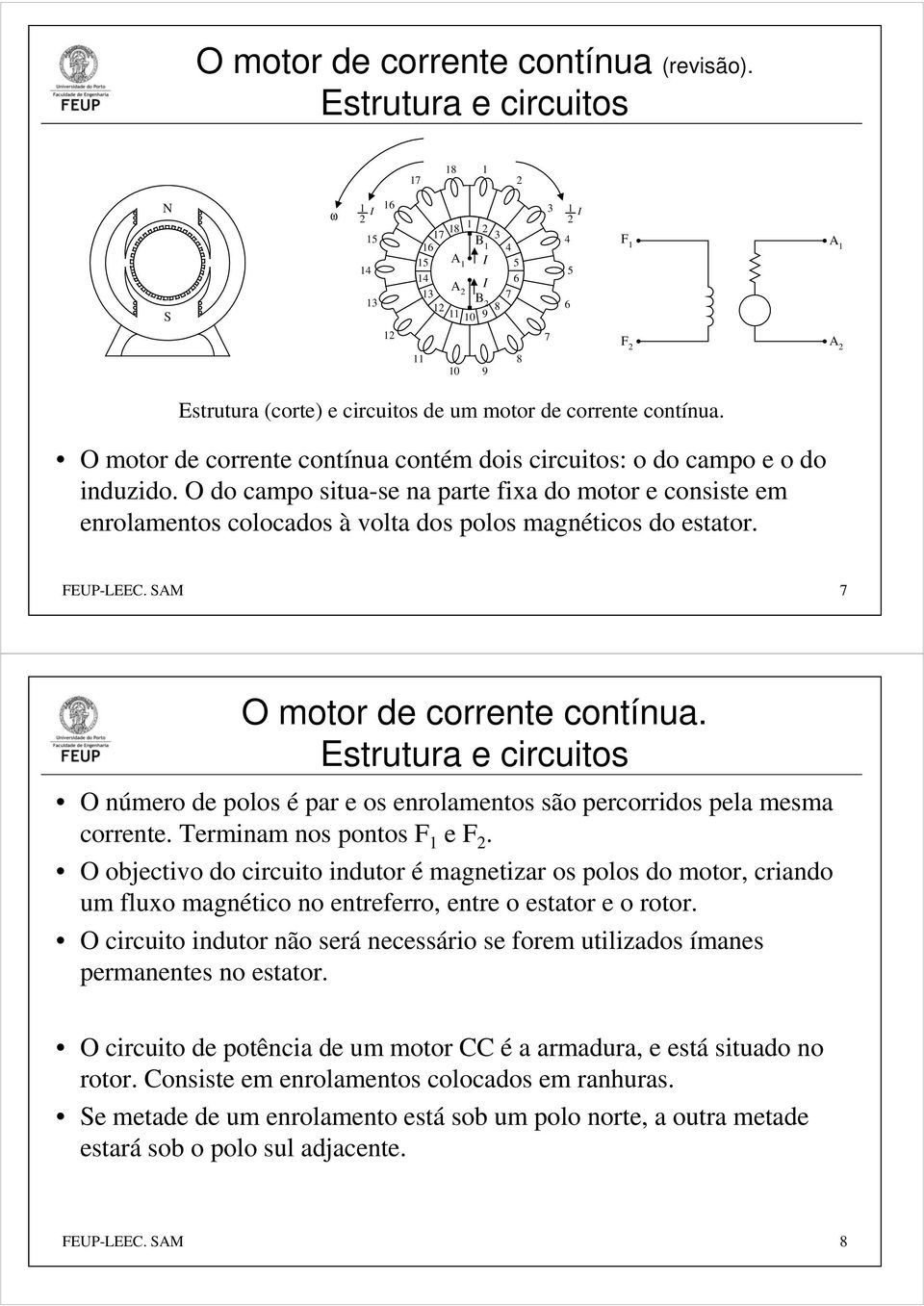 motor de corrente contínu. O motor de corrente contínu contém dois circuitos: o do cmpo e o do induzido.