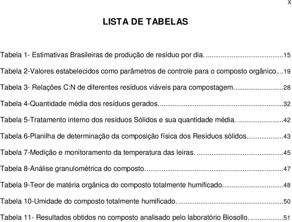 ...32 Tabela 5-Tratamento interno dos resíduos Sólidos e sua quantidade média....42 Tabela 6-Planilha de determinação da composição física dos Resíduos sólidos.