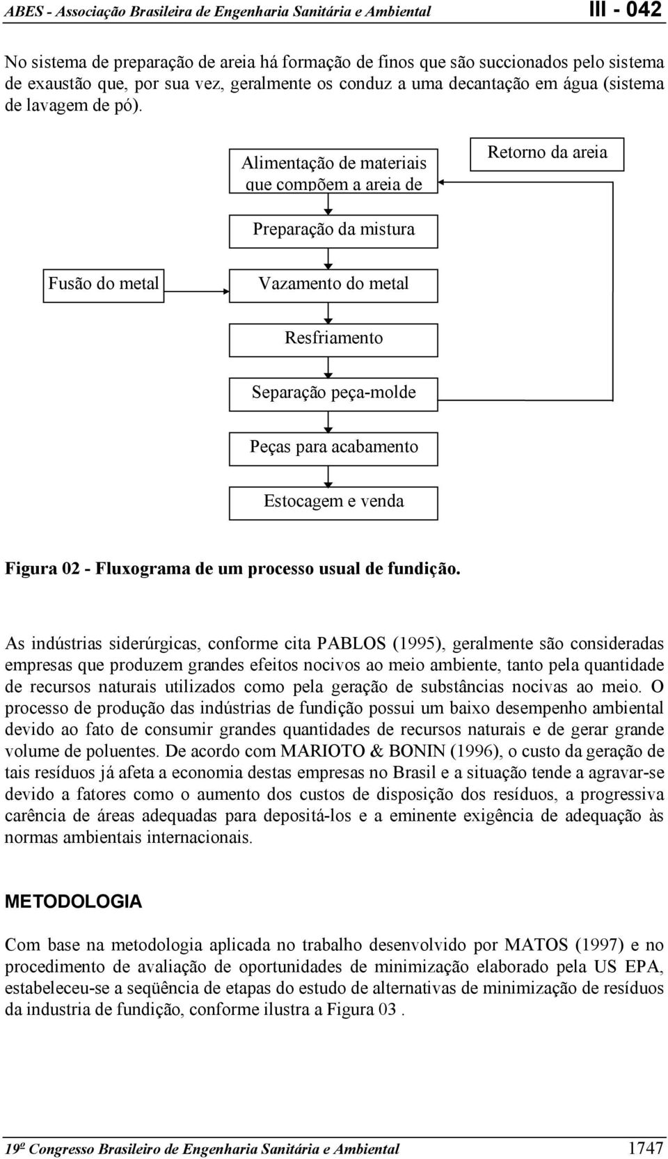 Figura 02 - Fluxograma de um processo usual de fundição.