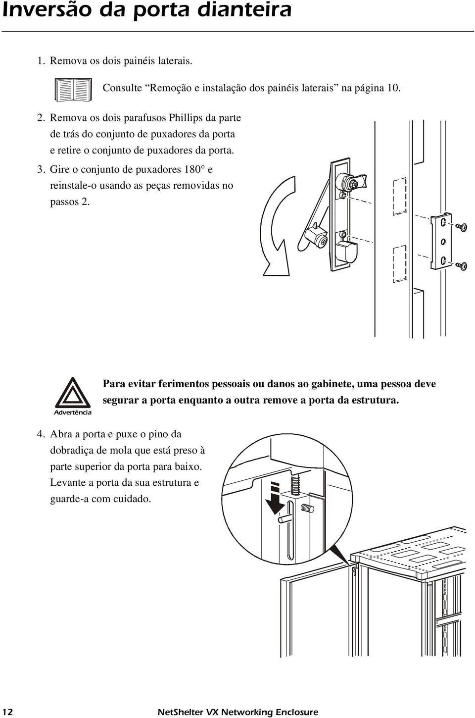 Gire o conjunto de puxadores 180 e reinstale-o usando as peças removidas no passos 2.