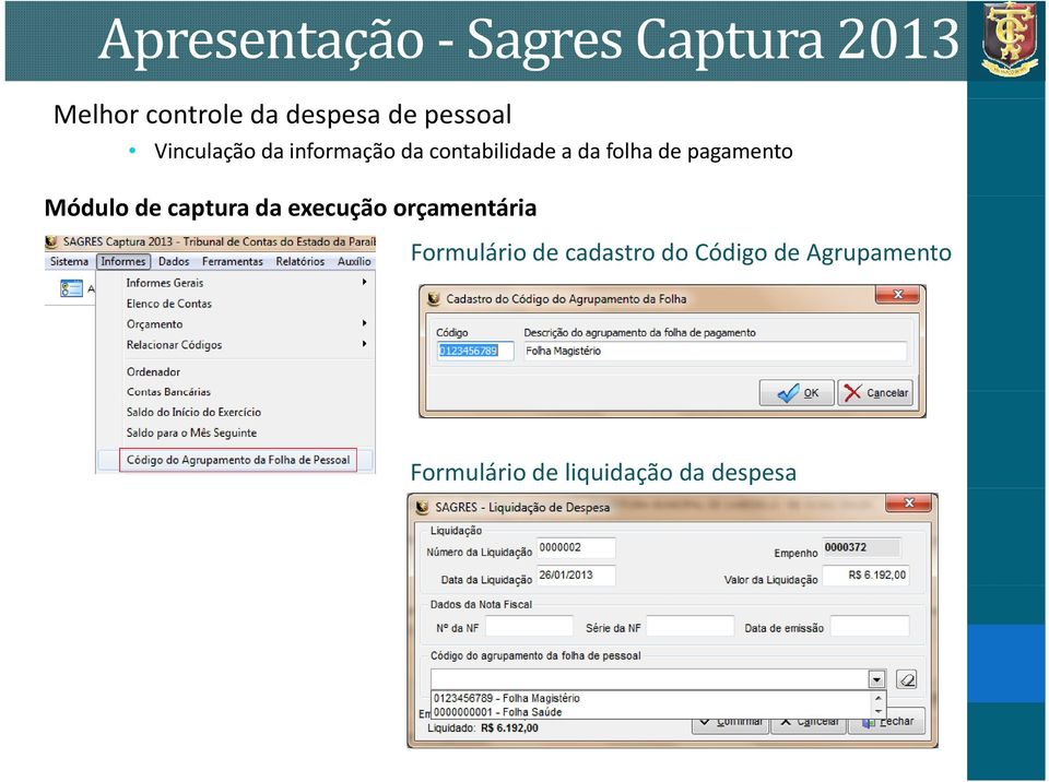 pagamento Módulo de captura da execução orçamentária Formulário