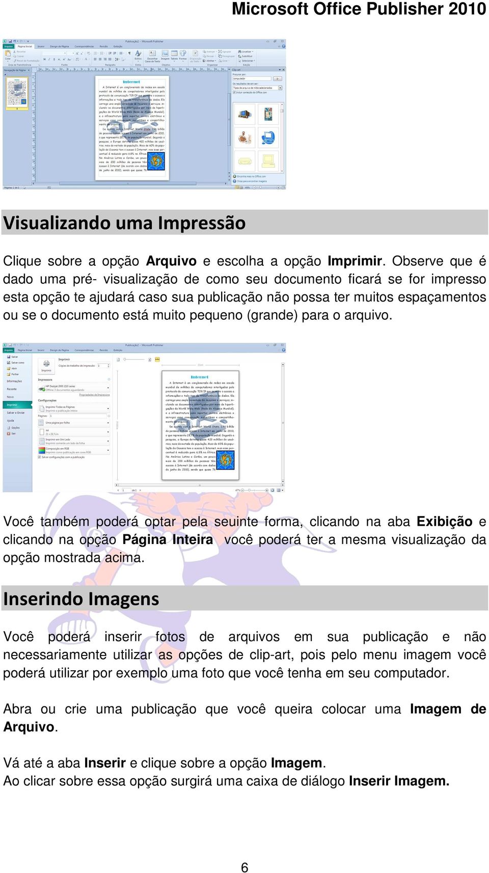 (grande) para o arquivo. Você também poderá optar pela seuinte forma, clicando na aba Exibição e clicando na opção Página Inteira você poderá ter a mesma visualização da opção mostrada acima.