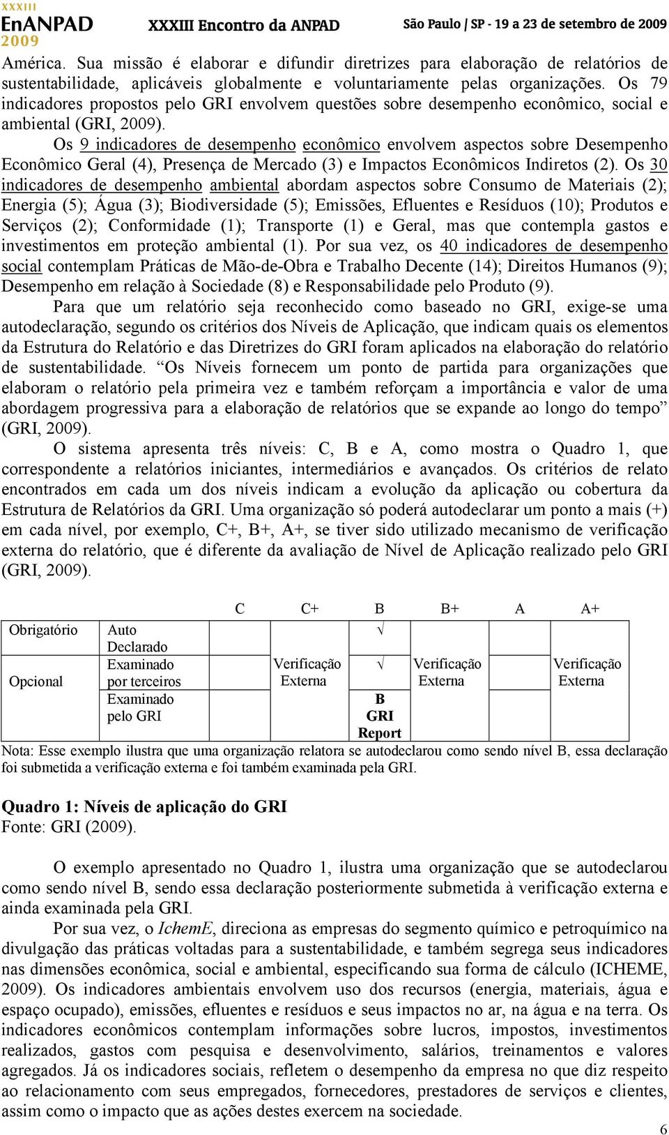 Os 9 indicadores de desempenho econômico envolvem aspectos sobre Desempenho Econômico Geral (4), Presença de Mercado (3) e Impactos Econômicos Indiretos (2).