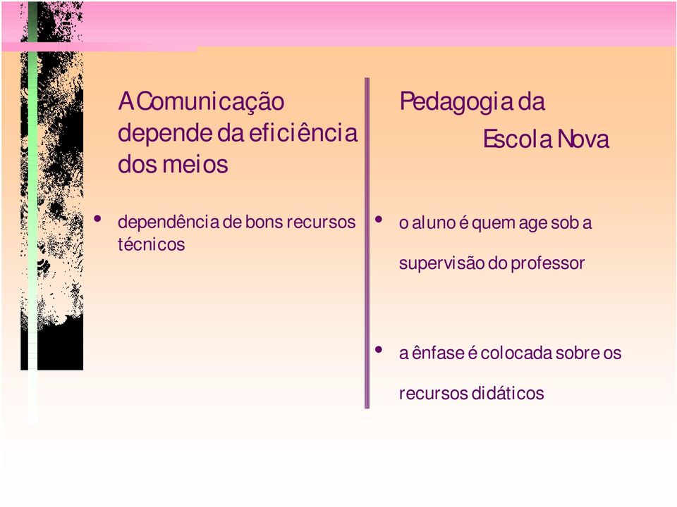 recursos técnicos o aluno é quem age sob a