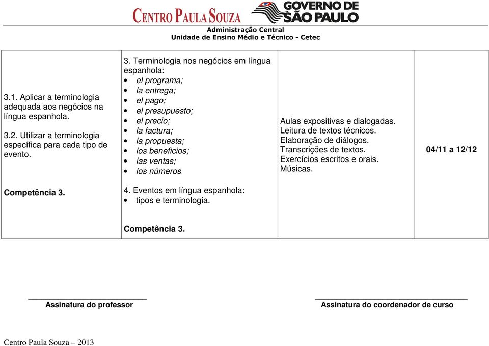Terminologia nos negócios em língua espanhola: el programa; la entrega; el pago; el presupuesto; el precio; la factura; la propuesta; los beneficios;