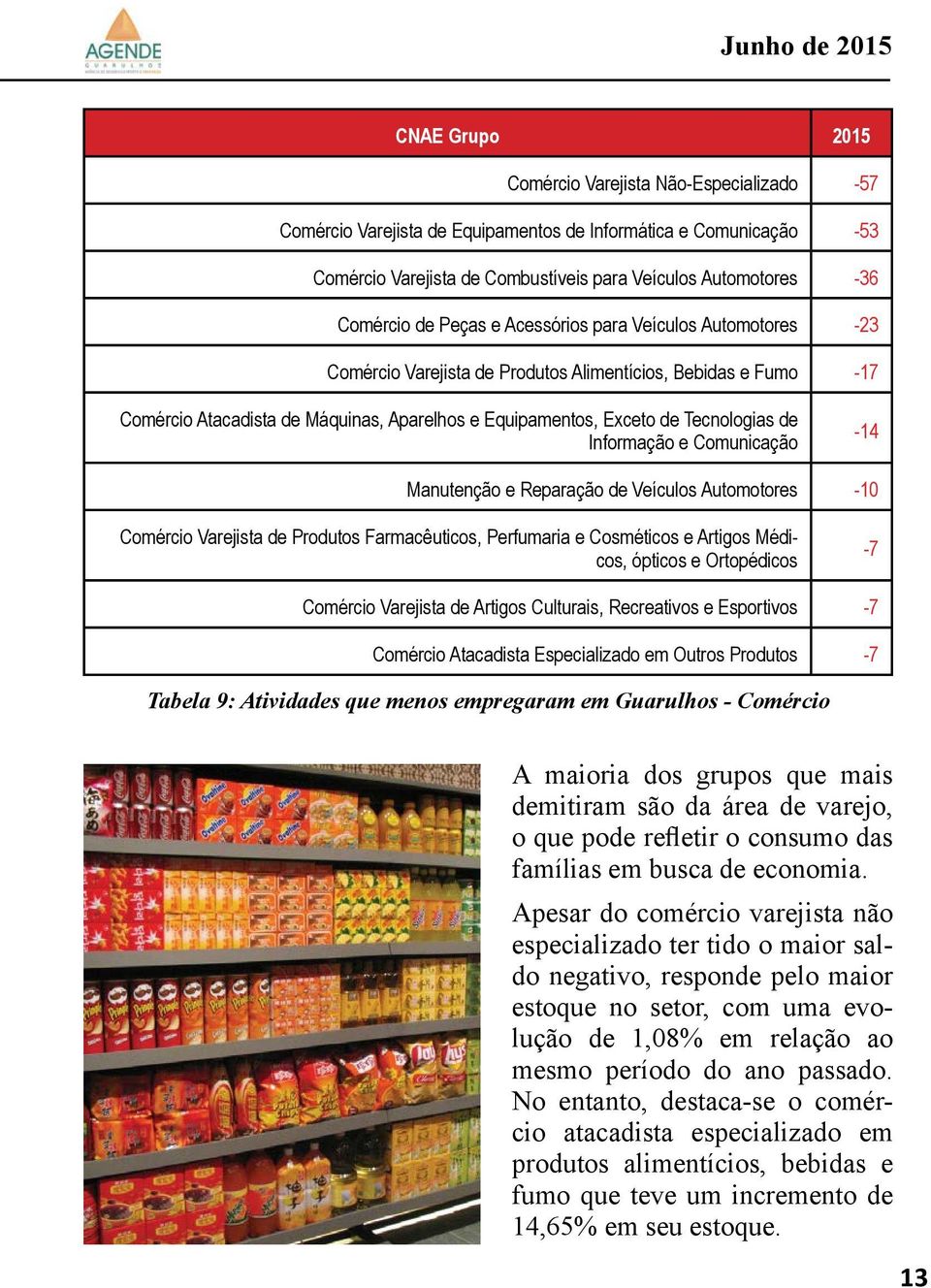 Tecnologias de Informação e Comunicação -14 Manutenção e Reparação de Veículos Automotores -10 Comércio Varejista de Produtos Farmacêuticos, Perfumaria e Cosméticos e Artigos Médicos, ópticos e