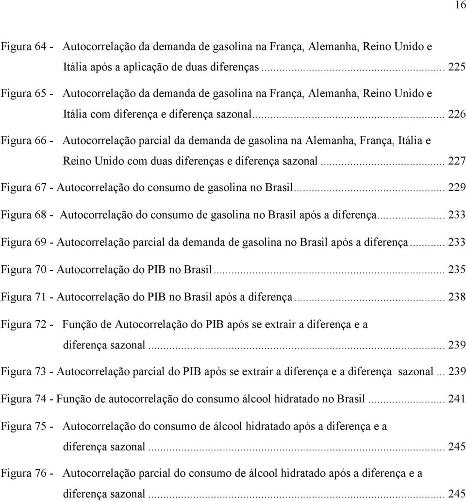 .. 226 Figura 66 - Auocorrelação parcial da demanda de gasolina na Alemanha, França, Iália e Reino Unido com duas diferenças e diferença sazonal.