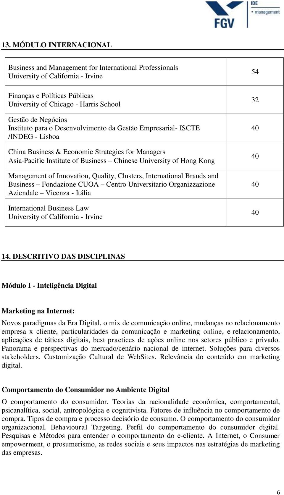 Kong Management of Innovation, Quality, Clusters, International Brands and Business Fondazione CUOA Centro Universitario Organizzazione Aziendale Vicenza - Itália International Business Law