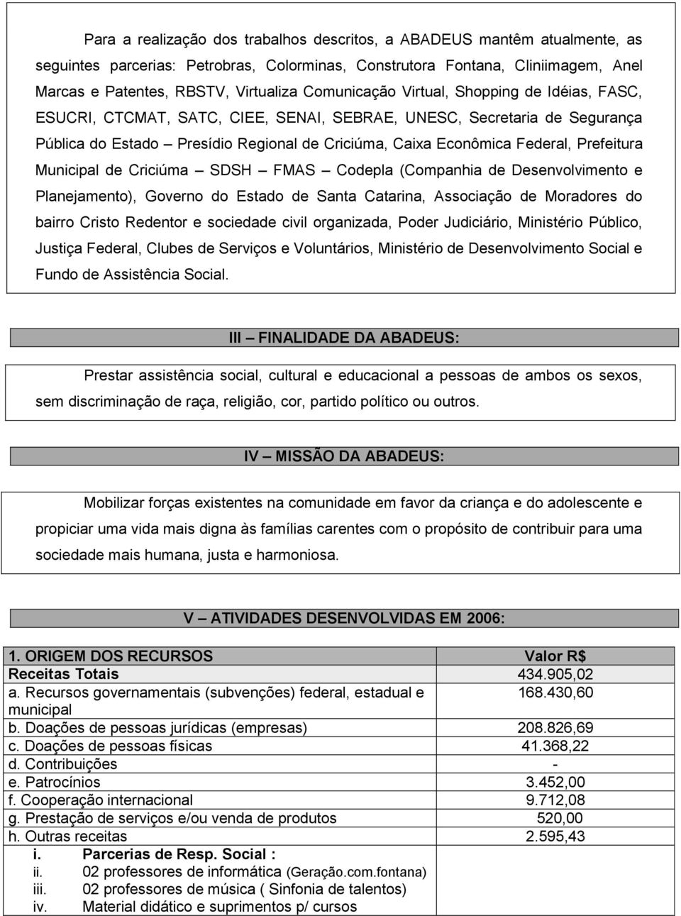 Prefeitura Municipal de Criciúma SDSH FMAS Codepla (Companhia de Desenvolvimento e Planejamento), Governo do Estado de Santa Catarina, Associação de Moradores do bairro Cristo Redentor e sociedade