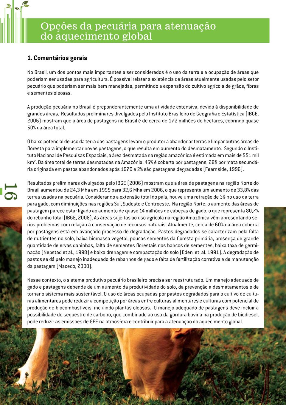 É possível relatar a existência de áreas atualmente usadas pelo setor pecuário que poderiam ser mais bem manejadas, permitindo a expansão do cultivo agrícola de grãos, fibras e sementes oleosas.