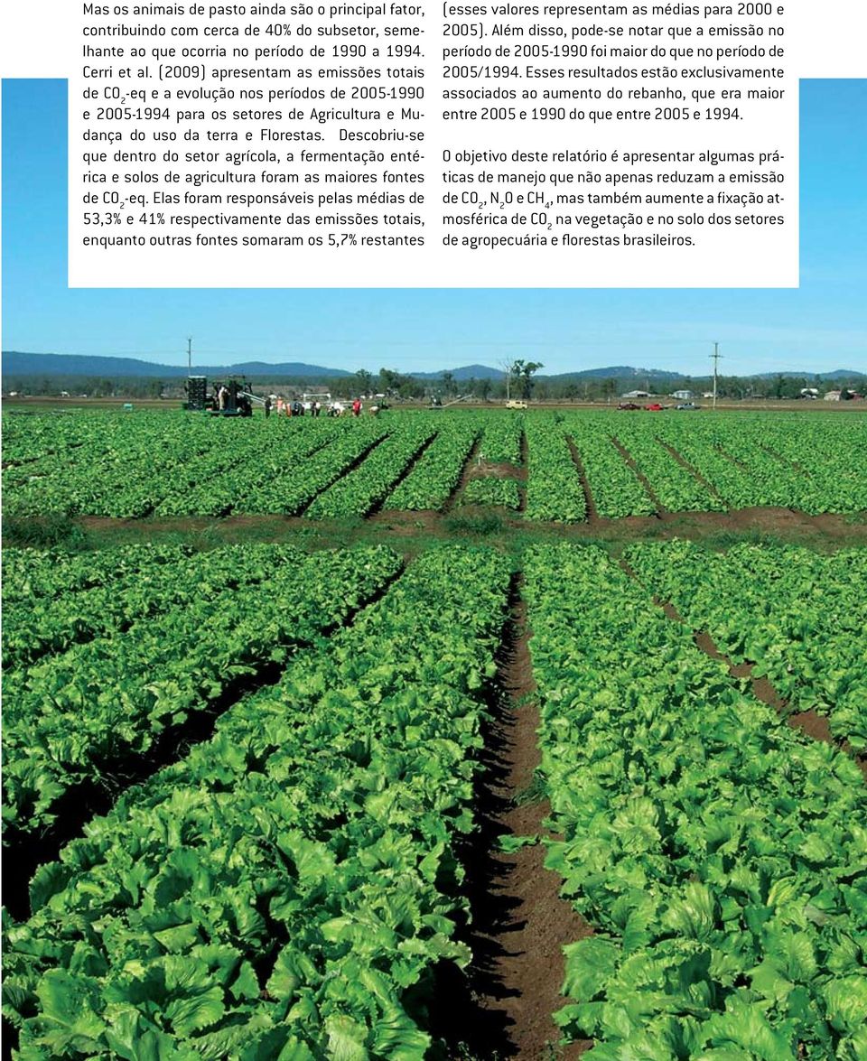 Descobriu-se que dentro do setor agrícola, a fermentação entérica e solos de agricultura foram as maiores fontes de CO 2 -eq.