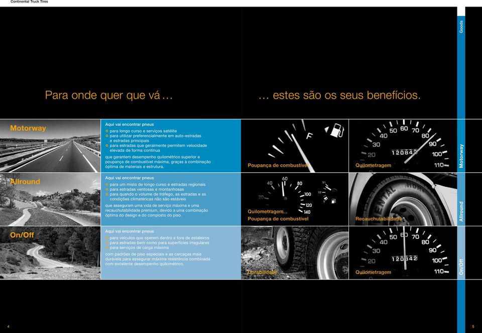 velocidade elevada de forma contínua que garantem desempenho quilométrico superior e poupança de combustível máxima, graças à combinação óptima de materiais e estrutura.