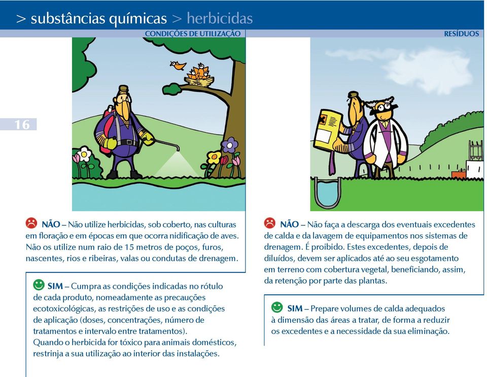 SIM Cumpra as condições indicadas no rótulo de cada produto, nomeadamente as precauções ecotoxicológicas, as restrições de uso e as condições de aplicação (doses, concentrações, número de tratamentos