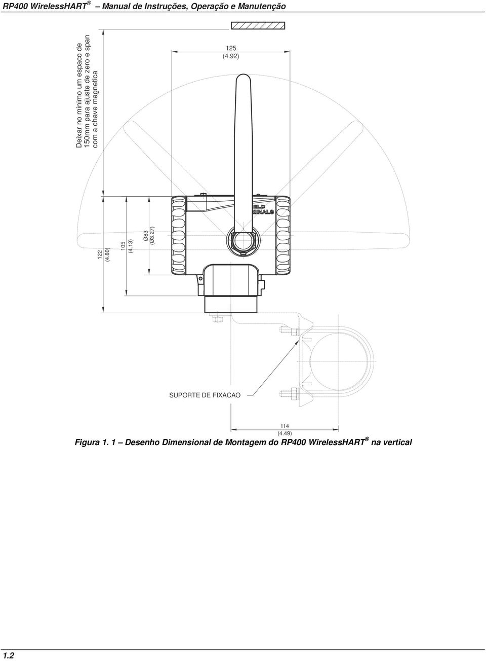 125 (4.92) 122 (4.80) 105 (4.13) Ø83 (Ø3.27) SUPORTE DE FIXACAO (4.