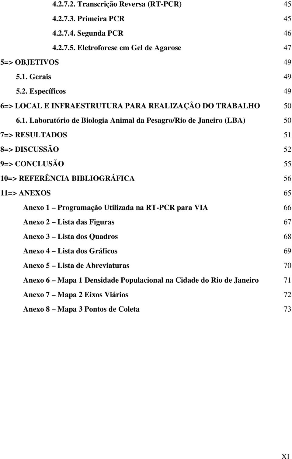 Programação Utilizada na RT-PCR para VIA 66 Anexo 2 Lista das Figuras 67 Anexo 3 Lista dos Quadros 68 Anexo 4 Lista dos Gráficos 69 Anexo 5 Lista de Abreviaturas 70 Anexo 6 Mapa 1