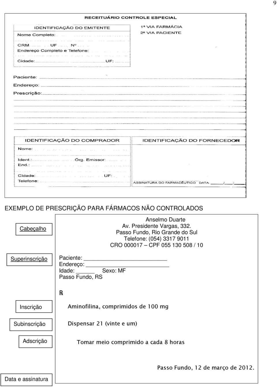 Passo Fundo, Rio Grande do Sul Telefone: (054) 3317 9011 CRO 000017 CPF 055 130 508 / 10 Paciente: Endereço: