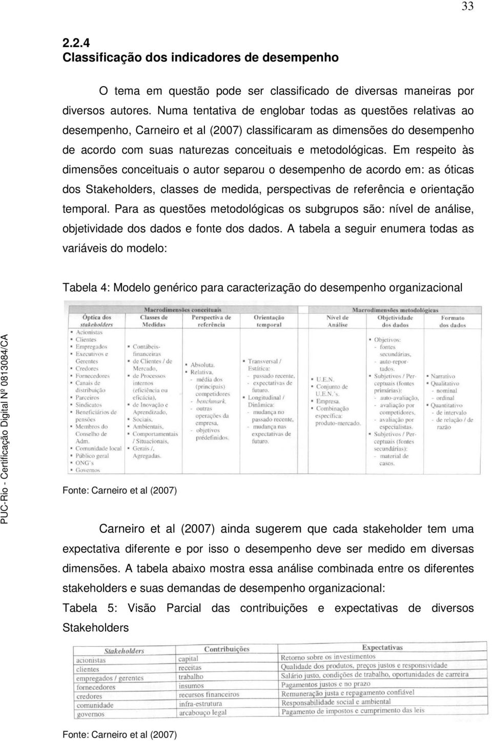 Em respeito às dimensões conceituais o autor separou o desempenho de acordo em: as óticas dos Stakeholders, classes de medida, perspectivas de referência e orientação temporal.