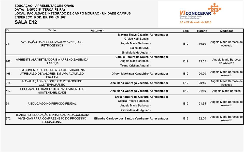 BR 158 KM 207 SALA E12 AVALIAÇÃO DA APRENDIZAGEM: AVANÇOS E RETROCESSOS AMBIENTE ALFABETIZADOR E A APRENDIZAGEM DA CRIANÇA UM COMENTáRIO SOBRE A SUBJETIVIDADE NA ATRIBUIçãO DE VALORES EM UMA