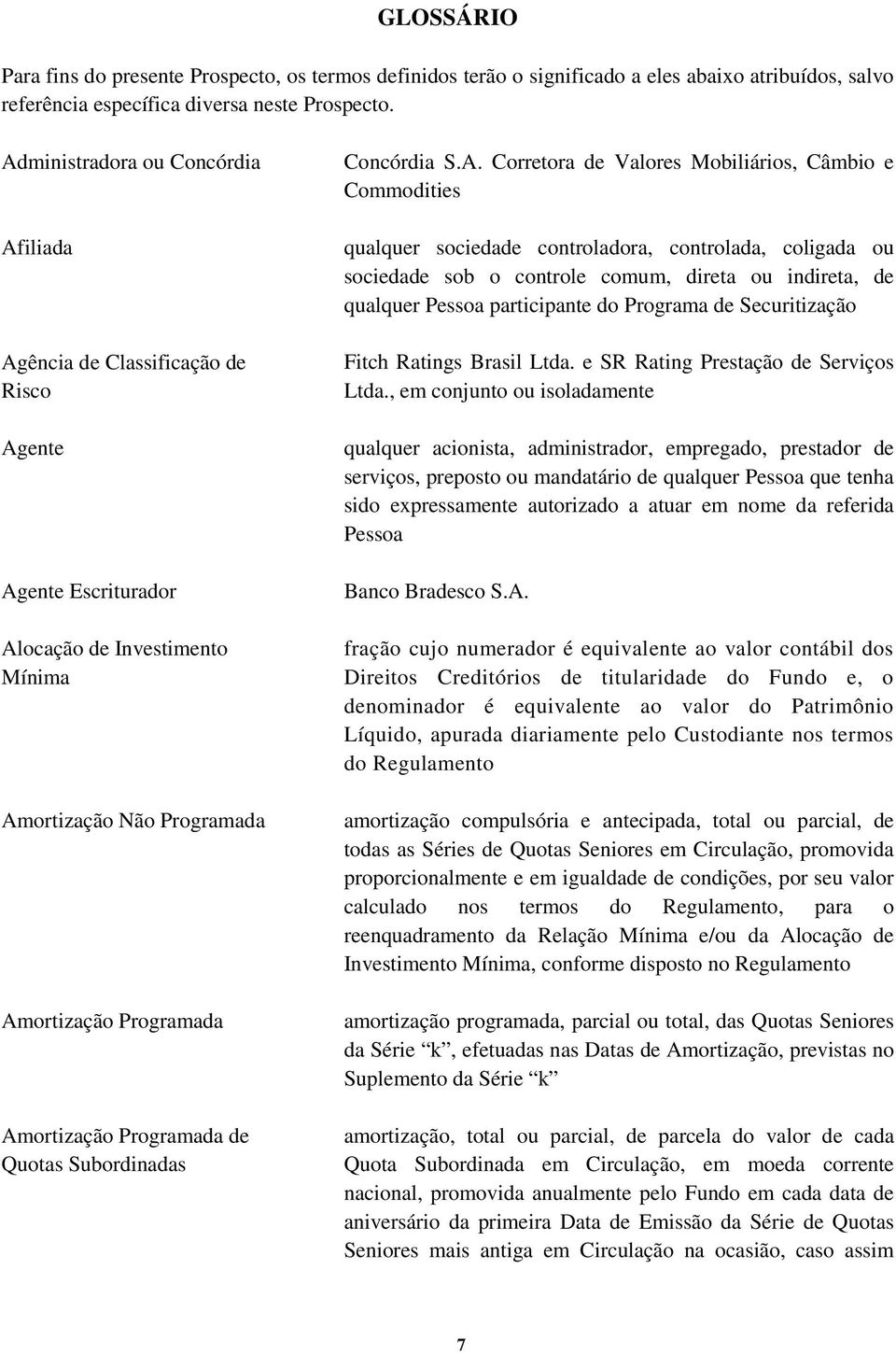 Programada de Quotas Subordinadas Concórdia S.A.