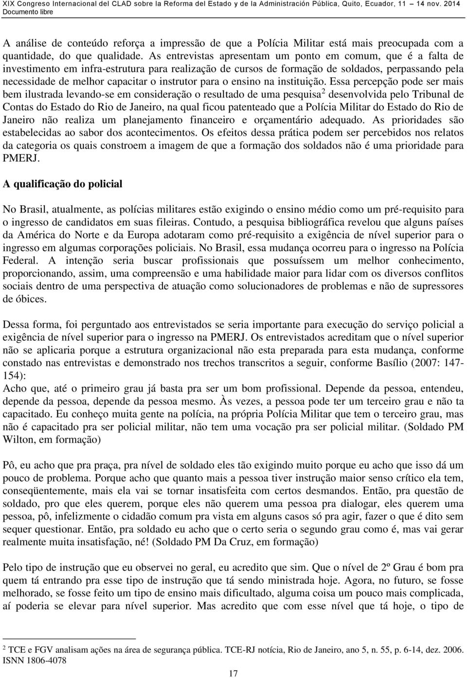 instrutor para o ensino na instituição.