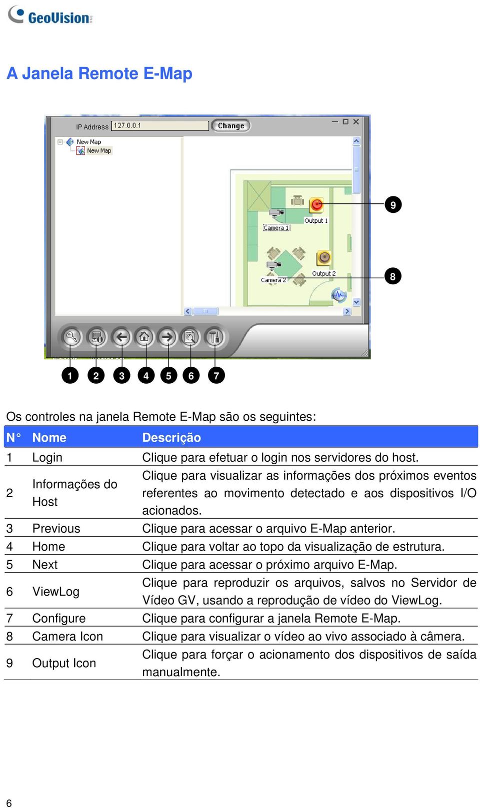 3 Previous Clique para acessar o arquivo E-Map anterior. 4 Home Clique para voltar ao topo da visualização de estrutura. 5 Next Clique para acessar o próximo arquivo E-Map.