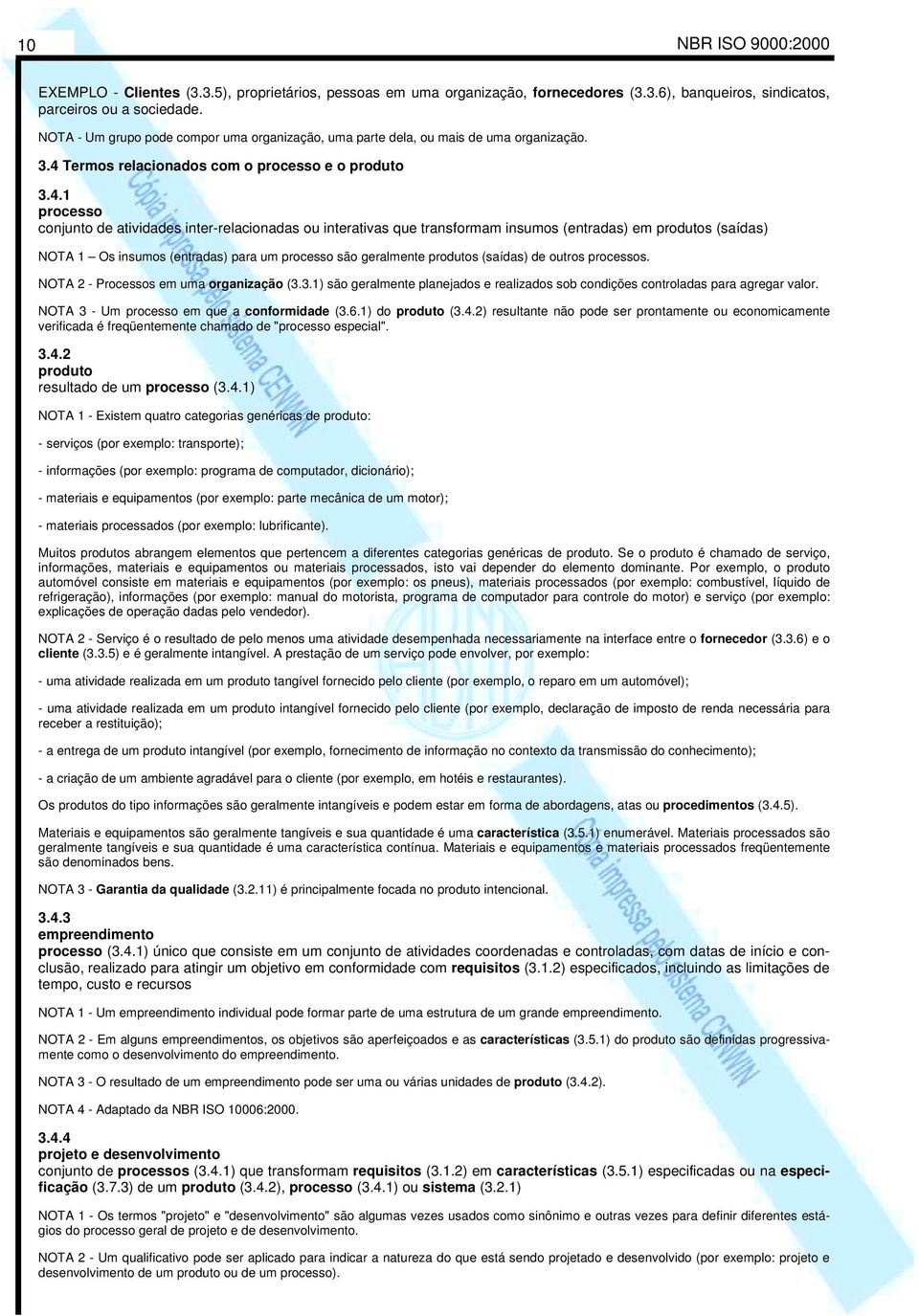 Termos relacionados com o processo e o produto 3.4.