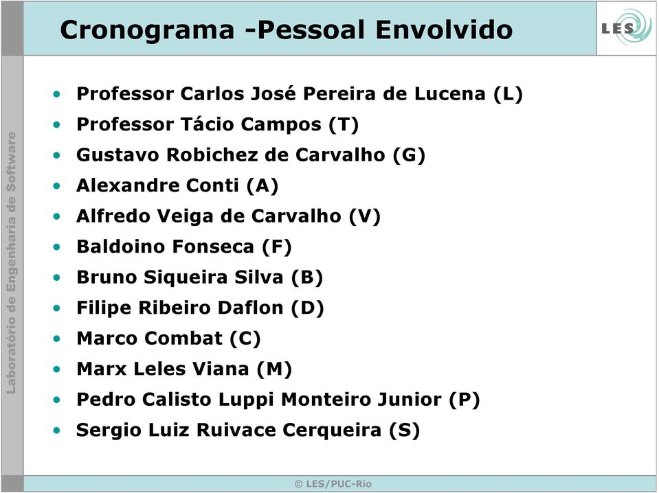 (V) Baldoino Fonseca (F) Bruno Siqueira Silva (B) Filipe Ribeiro Daflon (D) Marco Combat