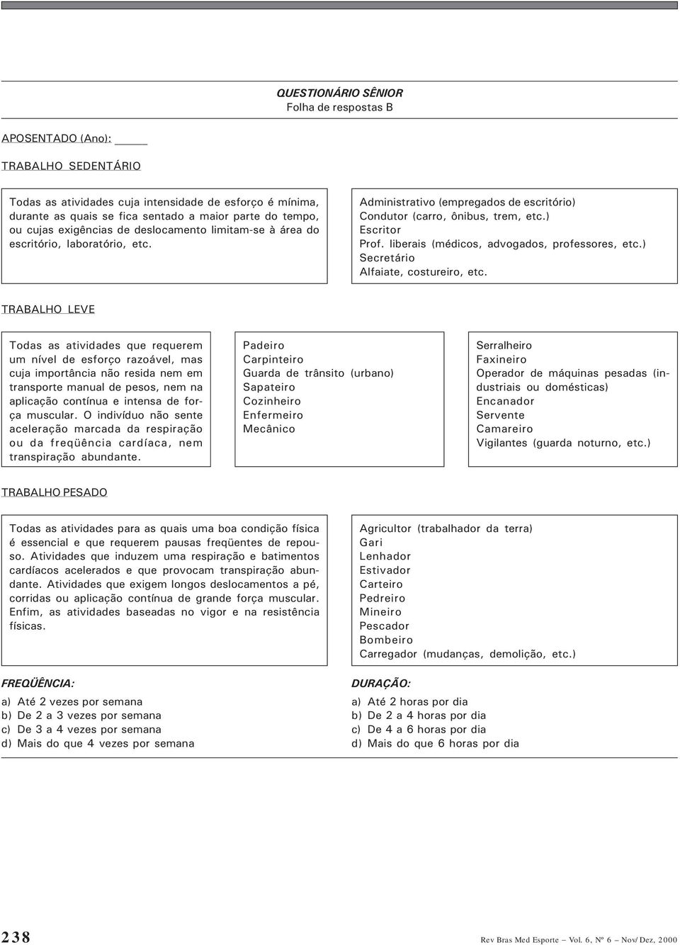 liberais (médicos, advogados, professores, etc.) Secretário Alfaiate, costureiro, etc.