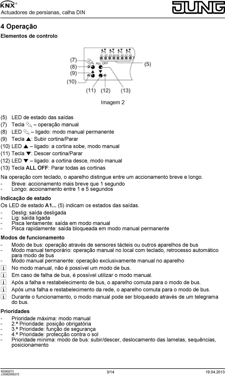 entre um accionamento breve e longo. - Breve: accionamento mais breve que 1 segundo - Longo: accionamento entre 1 e 5 segundos Indicação de estado Os LED de estado A1.