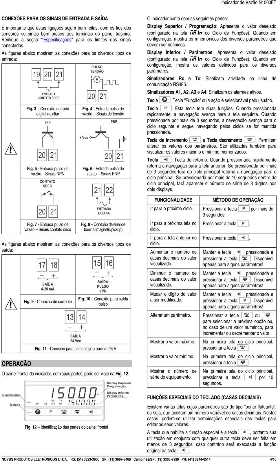 5 - Entrada pulso de vazão Sinais NPN Fig. 7 - Entrada pulso de vazão Sinais contato seco Fig. 4 - Entrada pulso de vazão Sinais de tensão Fig. 6 - Entrada pulso de vazão Sinais PNP Fig.