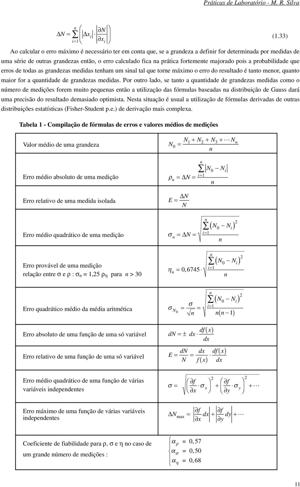 pois a probabilidade que erros de todas as gradezas medidas teham um sial tal que tore máximo o erro do resultado é tato meor, quato maior for a quatidade de gradezas medidas.