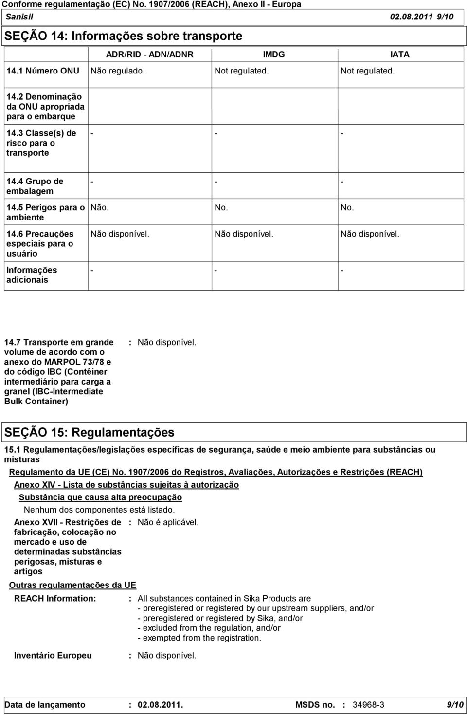 4 Grupo de embalagem 14.