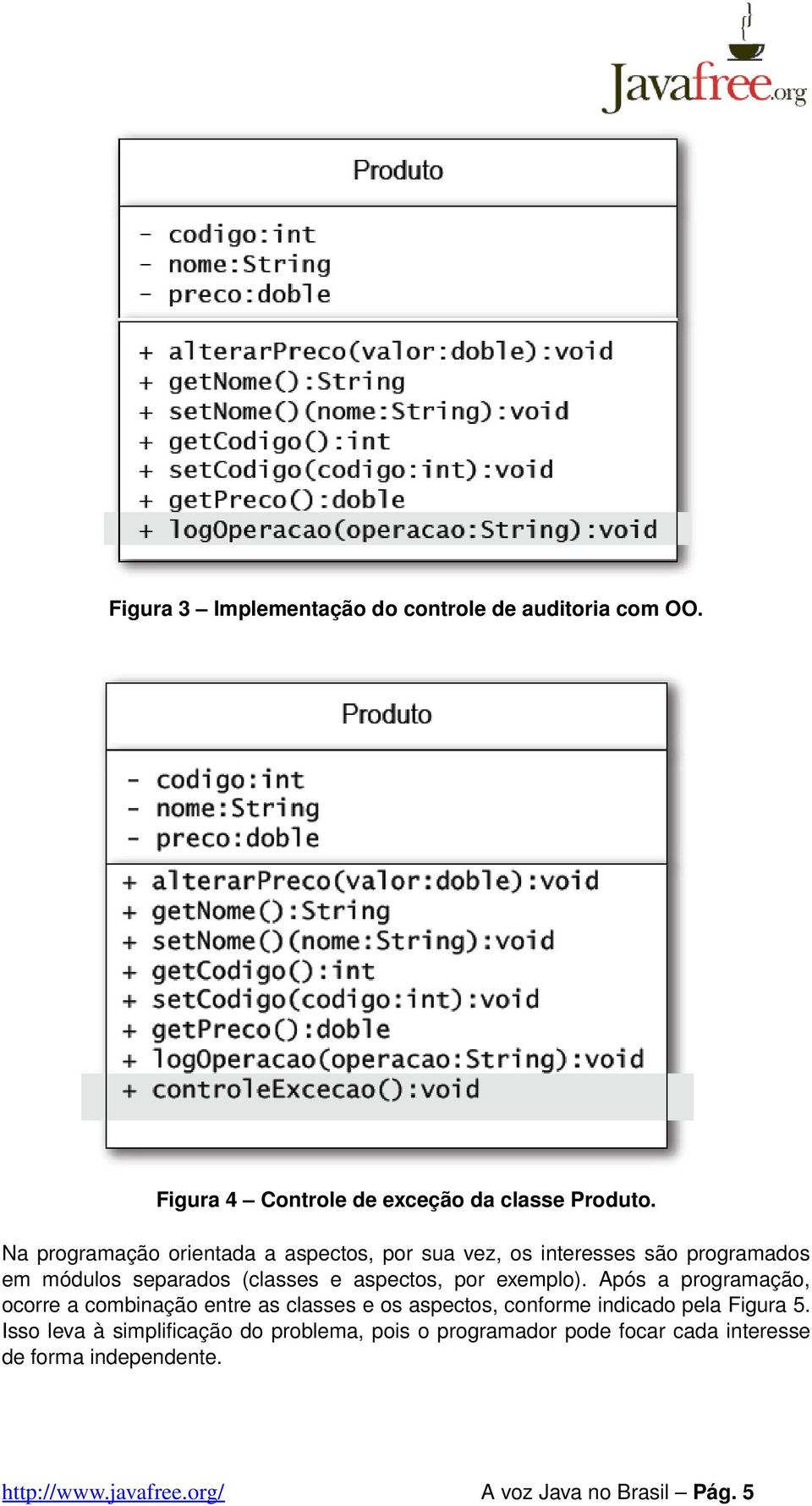 exemplo). Após a programação, ocorre a combinação entre as classes e os aspectos, conforme indicado pela Figura 5.