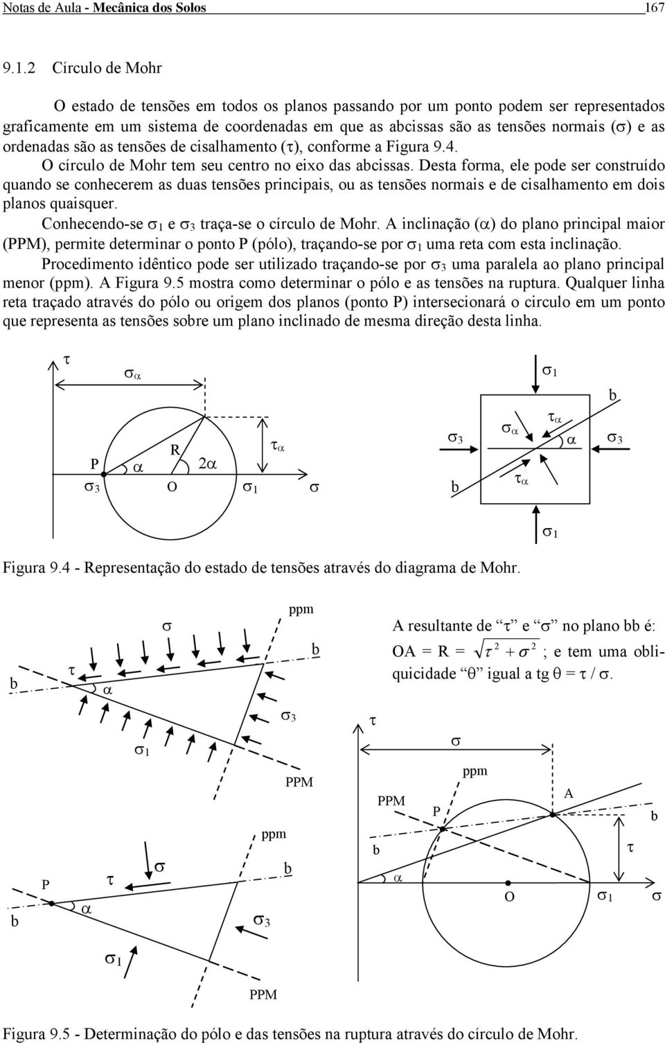 Círculo de Mohr O estado de tensões em todos os planos passando por um ponto podem ser representados graficamente em um sistema de coordenadas em que as abcissas são as tensões normais () e as