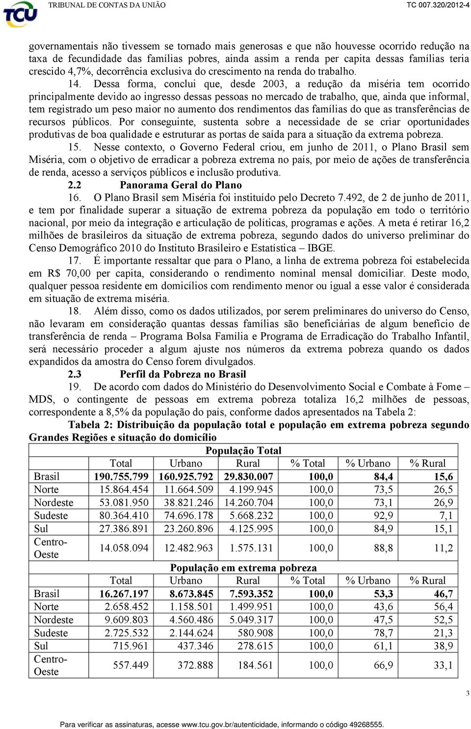 Dessa forma, conclui que, desde 2003, a redução da miséria tem ocorrido principalmente devido ao ingresso dessas pessoas no mercado de trabalho, que, ainda que informal, tem registrado um peso maior