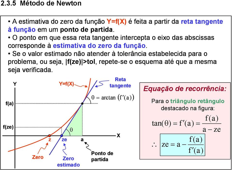 Se o vlor estimdo ão teder à tolerâci estbelecid pr o problem, ou sej, f(ze) >tol, repete-se o esquem té que mesm sej verificd.