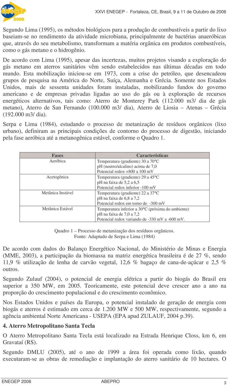 De acordo com Lima (1995), apesar das incertezas, muitos projetos visando a exploração do gás metano em aterros sanitários vêm sendo estabelecidos nas últimas décadas em todo mundo.